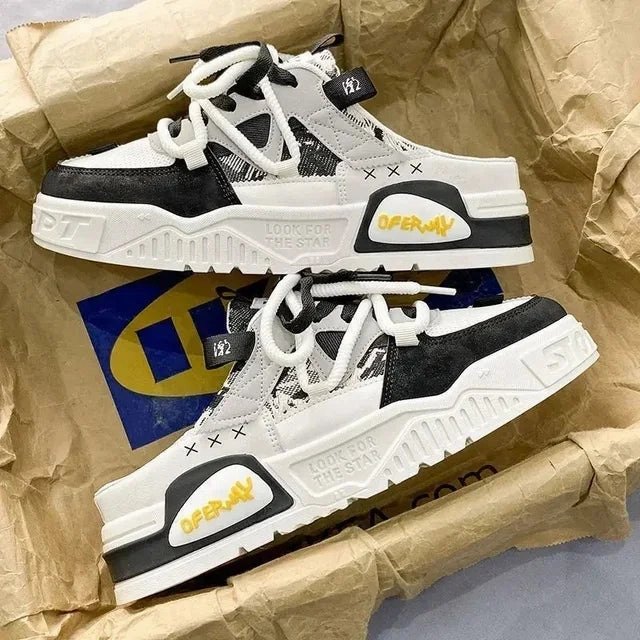 whole - size 2025Summer Fashion Designer Men Half Slipper Breathable Casual Platform Shoes Lightweight Sneakers Outdoor Walking Flats Loafers