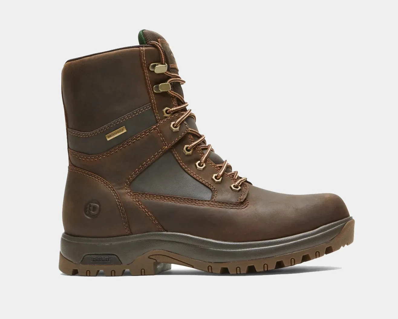 8000Works Waterproof 8-Inch Plain Toe Boot Slip Resistant Outsole Muddy Path