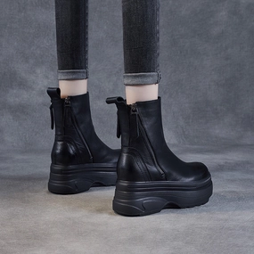 Women Genuine Leather Casual Versatile Platform Boots daily commuters' sneakers