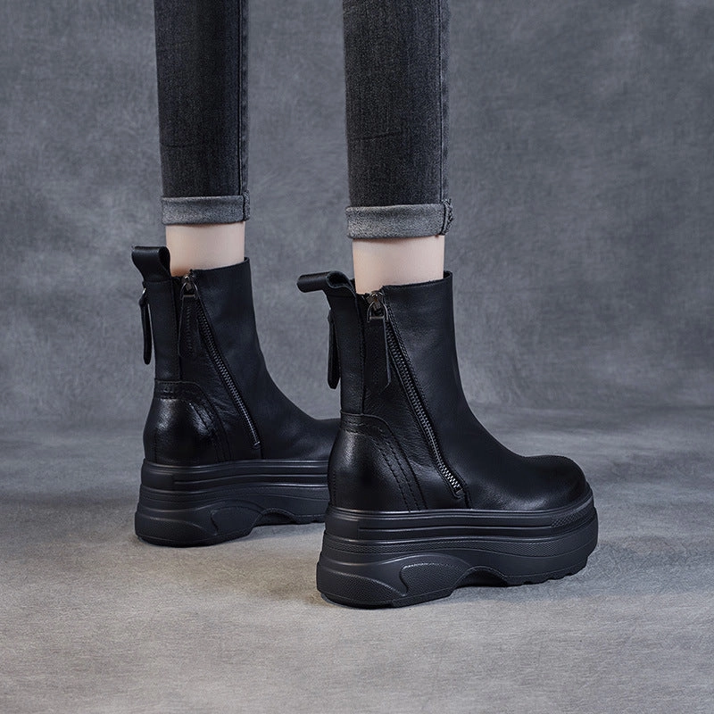 Women Genuine Leather Casual Versatile Platform Boots summer - style