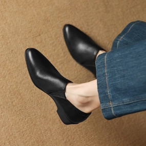 Autumn Sheepskin Leather Pointed Toe Elastic Slip-On Shoes Aerobic Ultra-soft feel