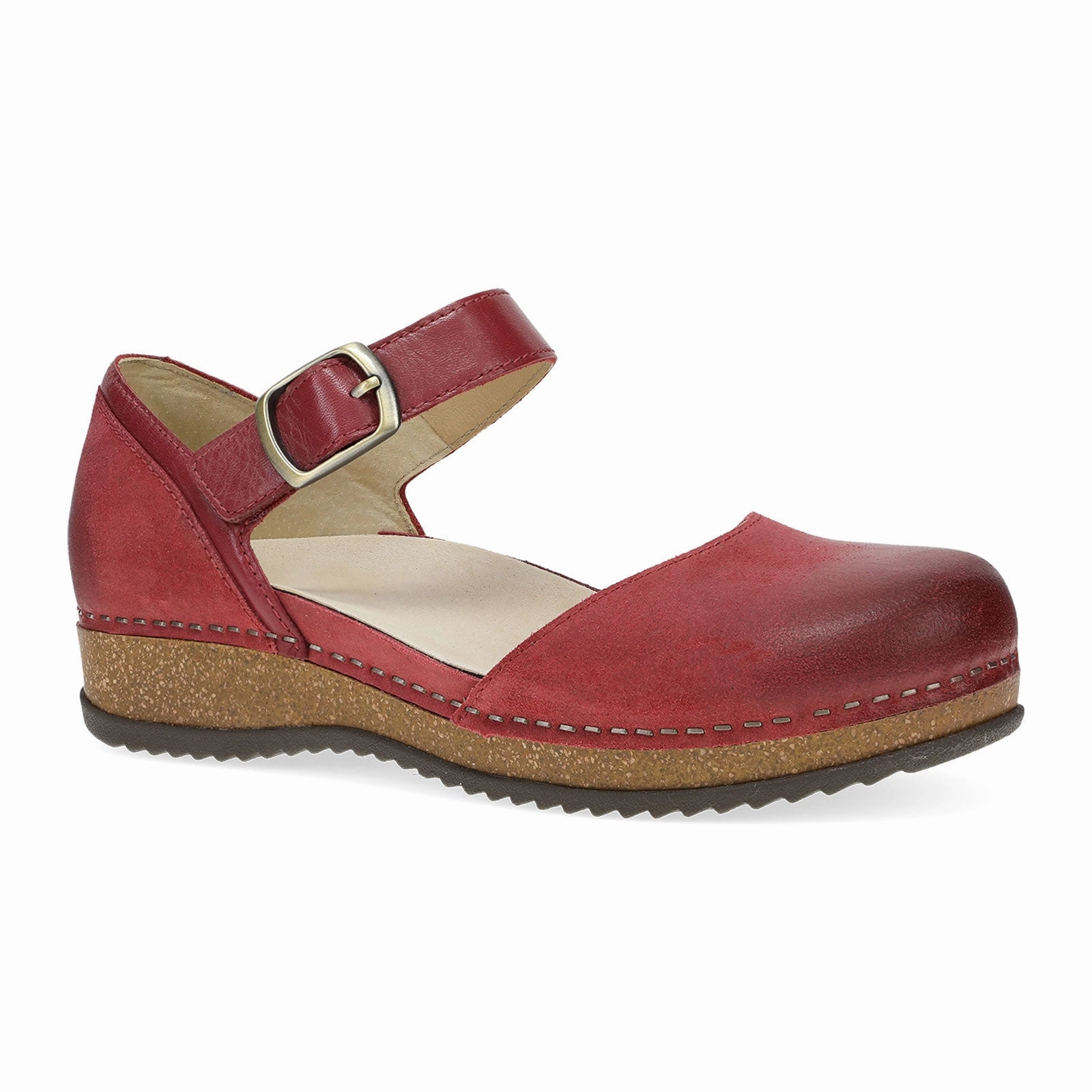 Dansko Mae Slip On (Women) - Red Burnished Suede Warm Palette Day-To-Night Wear