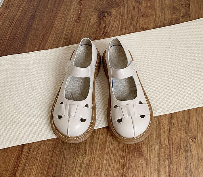 sock liner Anti Fatigue Support Spring Retro Soft Sole Round Toe Leather Sandals for Women