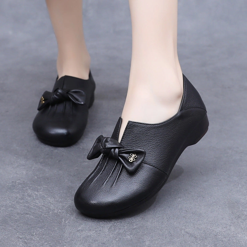 Spring Bowknot Soft-Soled Slip-On Shoes in Black and Brown orthopedic fashionistas' picks