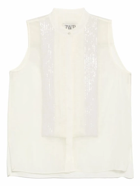 Adele Top with Sequins in Ivory Sport Glow TensionAdjustedWaistband