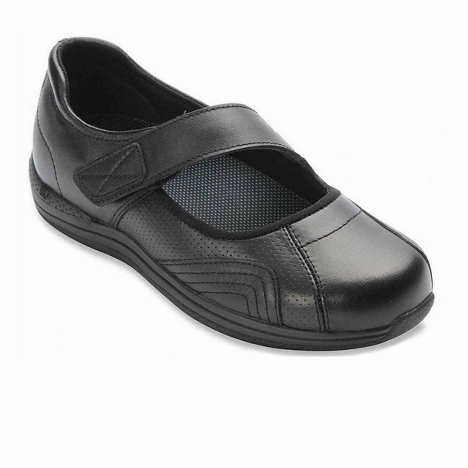 Drew Heather Mary Jane (Women) - Black Leather cut out Effortless Elegance