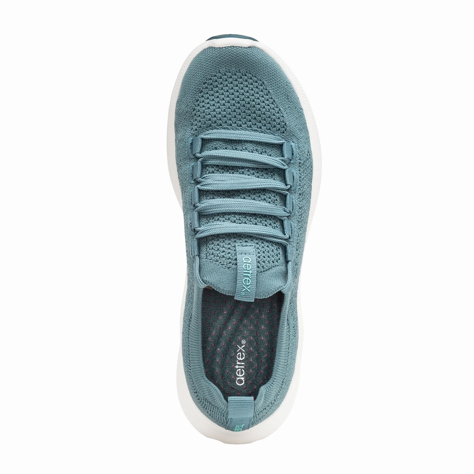 Aetrex Carly Sneaker (Women) - Teal Gloss Accent Comfortable Waistband