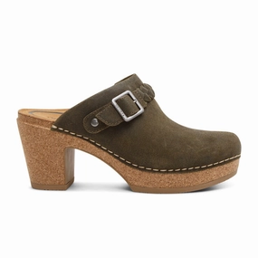 Live Soft Vibrant Waist Aetrex Corey Heeled Clog (Women) - Olive Leather
