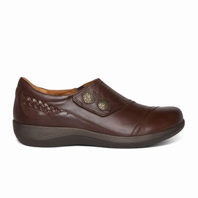 Casual Comfort Stylish Comfort Aetrex Karina Slip On (Women) - Brown Leather
