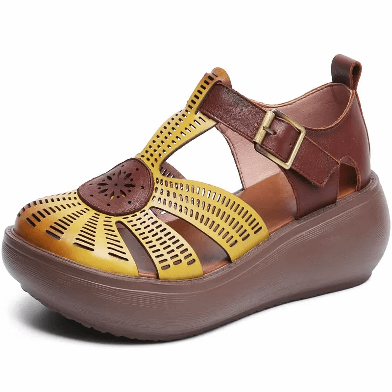 Babakud Women Summer Ethnic Style Roman High Heels Sandals durability - level football - style