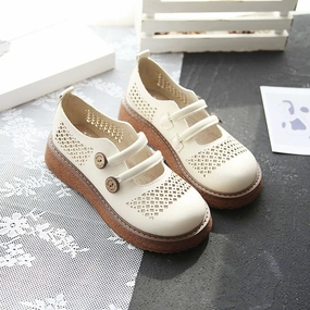 slim fit Ladies Retro Round Toe Hollow Wedge Heels Casual Sandals