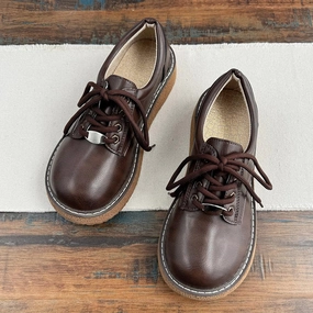 Women Spring Retro Leather Lace-Up Platform Casual Shoes Sculpted durability