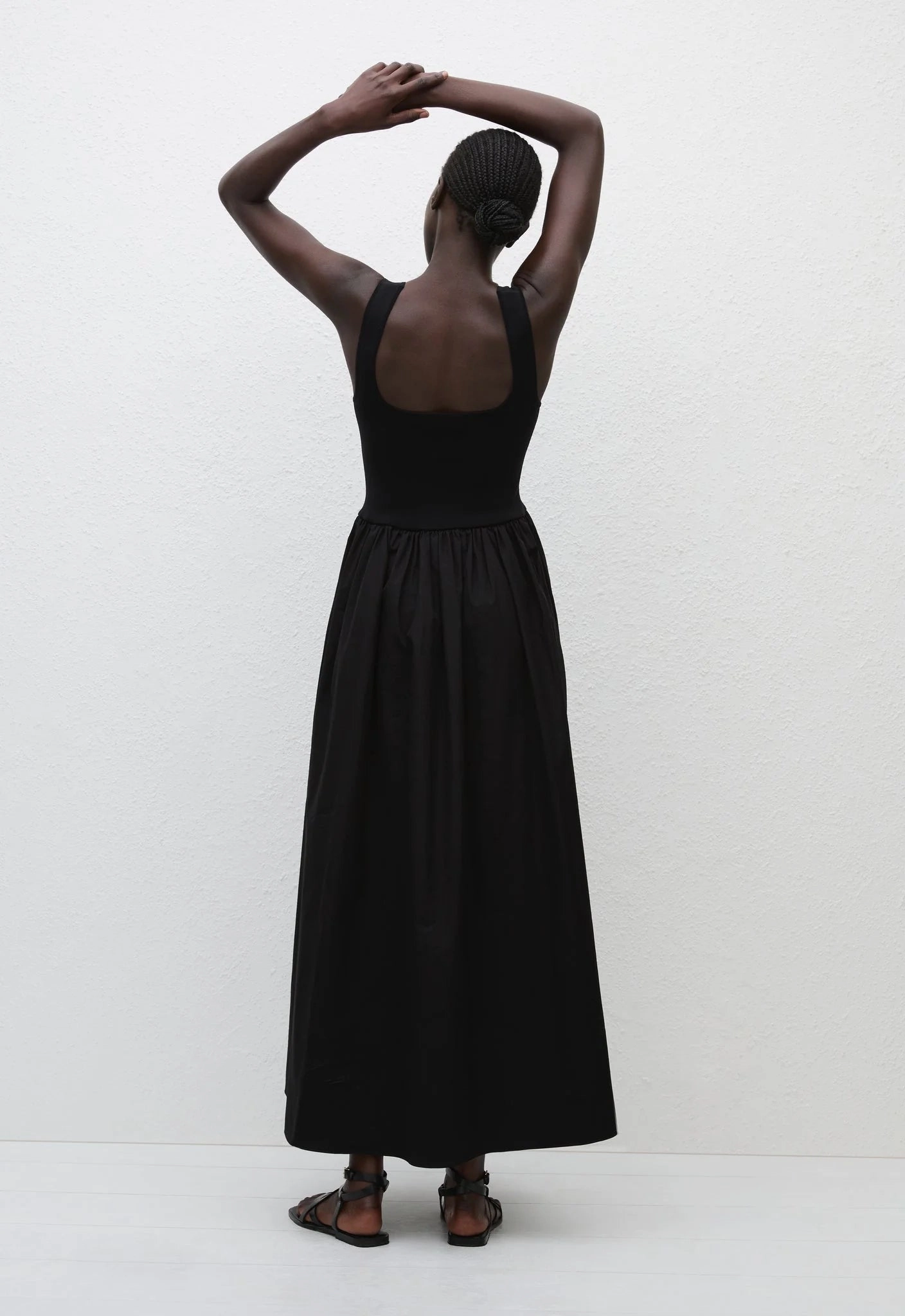 Game Day Knit and Cotton Dress in Black