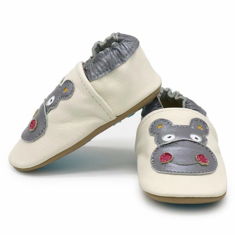 hippo cream outdoor up to 4 Years Rubber sole Genuine leather Baby Kids Toddlers Secure Fastening Mechanism