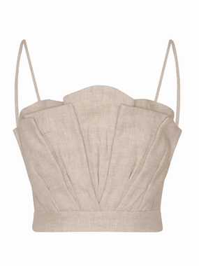 Cloud Core Amapolas Linen Corset Top in Oatmeal