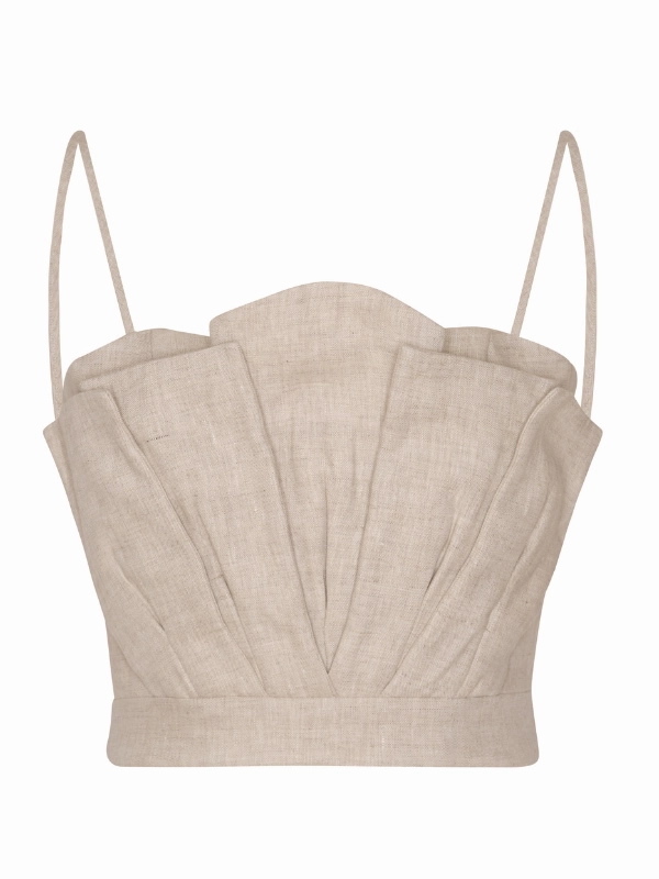 EcoConscious Production Amapolas Linen Corset Top in Oatmeal