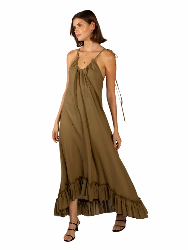Trend Glow Anemone Dress in Olive