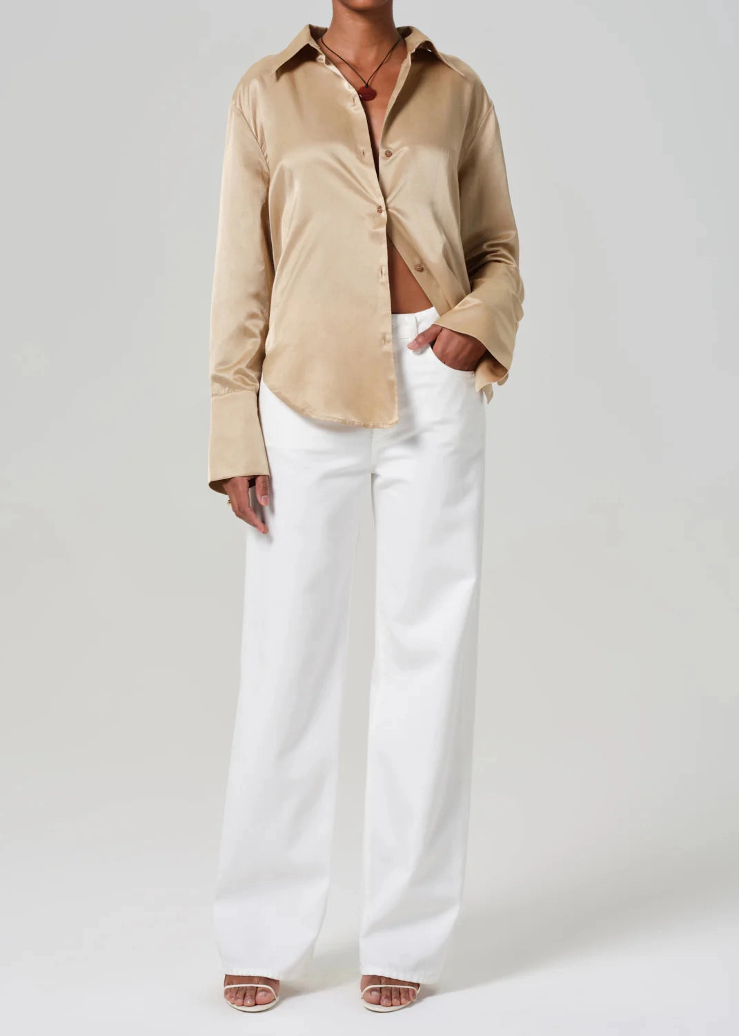 Annina High Rise Wide Leg 30" in Soft White Fresh Glow Travel Light