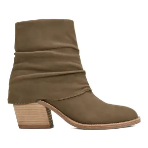 Savvy Block Heel Ruched Casual Booties Rocker sole geometry