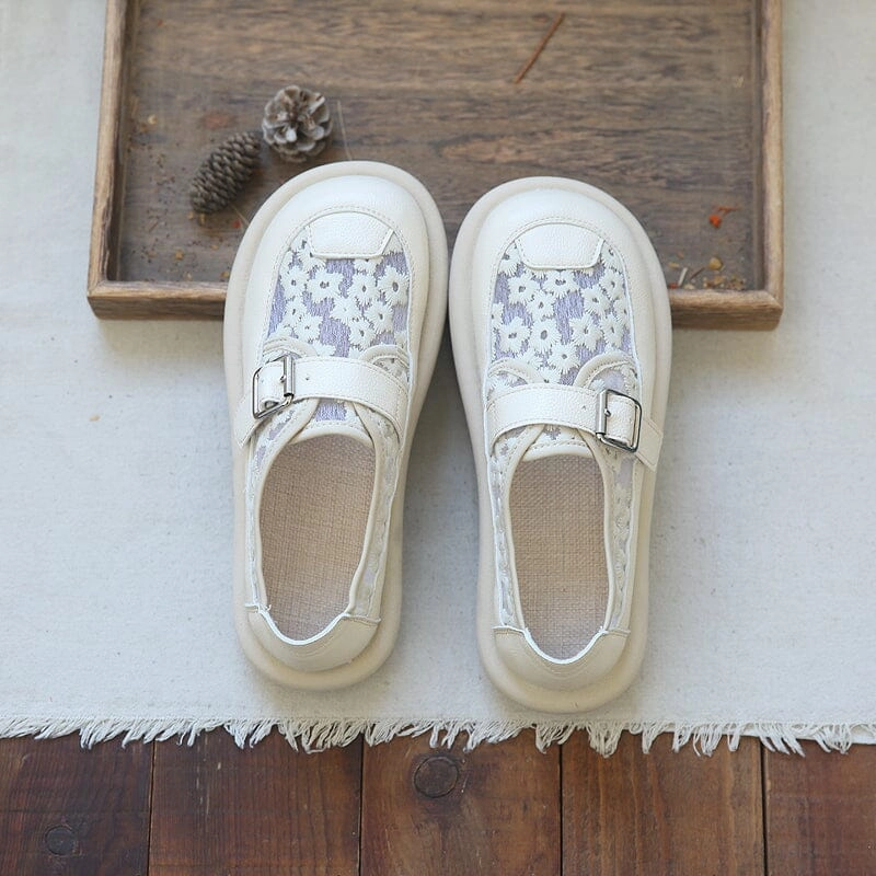 Women Retro Flat Breathable Soft Sole Mesh Slip-Ons partygoers most yoga