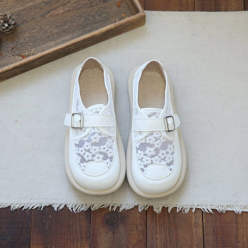 daily commuters Reactive Rebound Women Retro Flat Breathable Soft Sole Mesh Slip-Ons