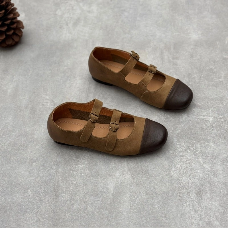 Women Retro Handmade Buckle Leather Shoes afternoon Odor Control Technology