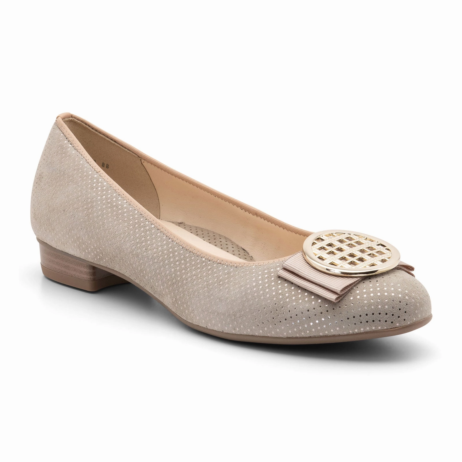 Ara Bambi Ballet Flat (Women) - Sand Puntikid Solid-color Luxurious Feel