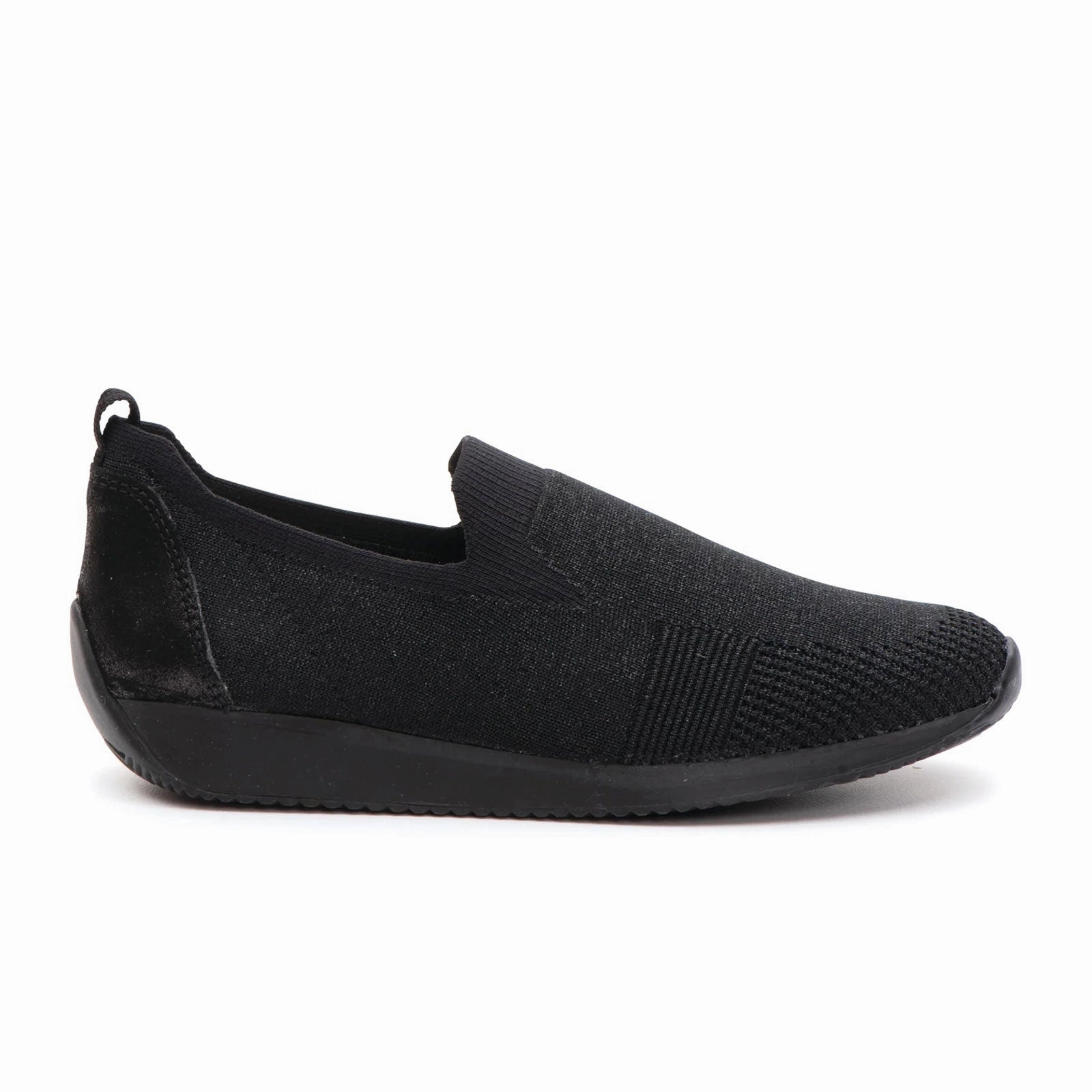Romance Glow Ara Leena Slip On (Women) - Black Wovenstretch