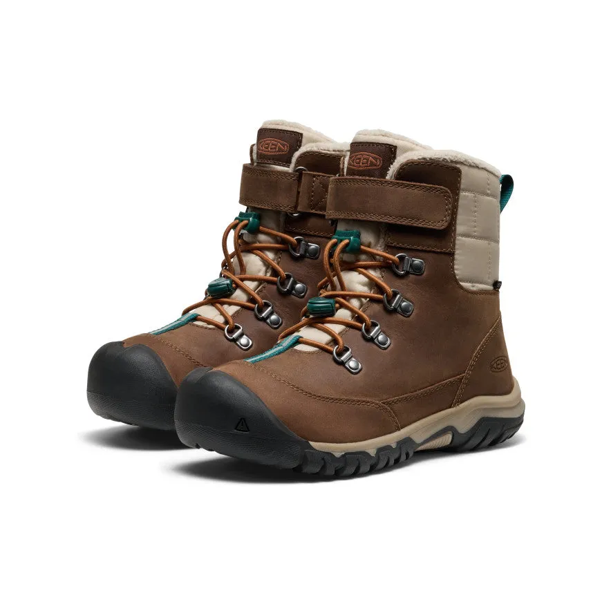 Snow Rugged Gear Snow Frost Proof Big Kids' Kanibou Waterproof Winter Boot  |  Dark Earth/Roasted Pecan