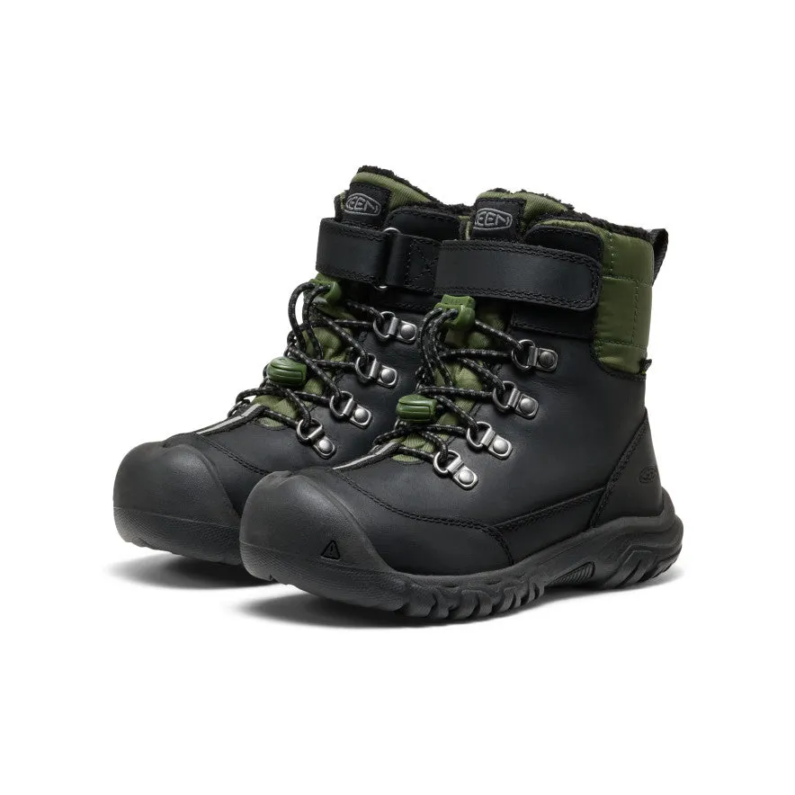 Snow Trail Boots Little Kids' Kanibou Waterproof Winter Boot  |  Black/Bronze Green