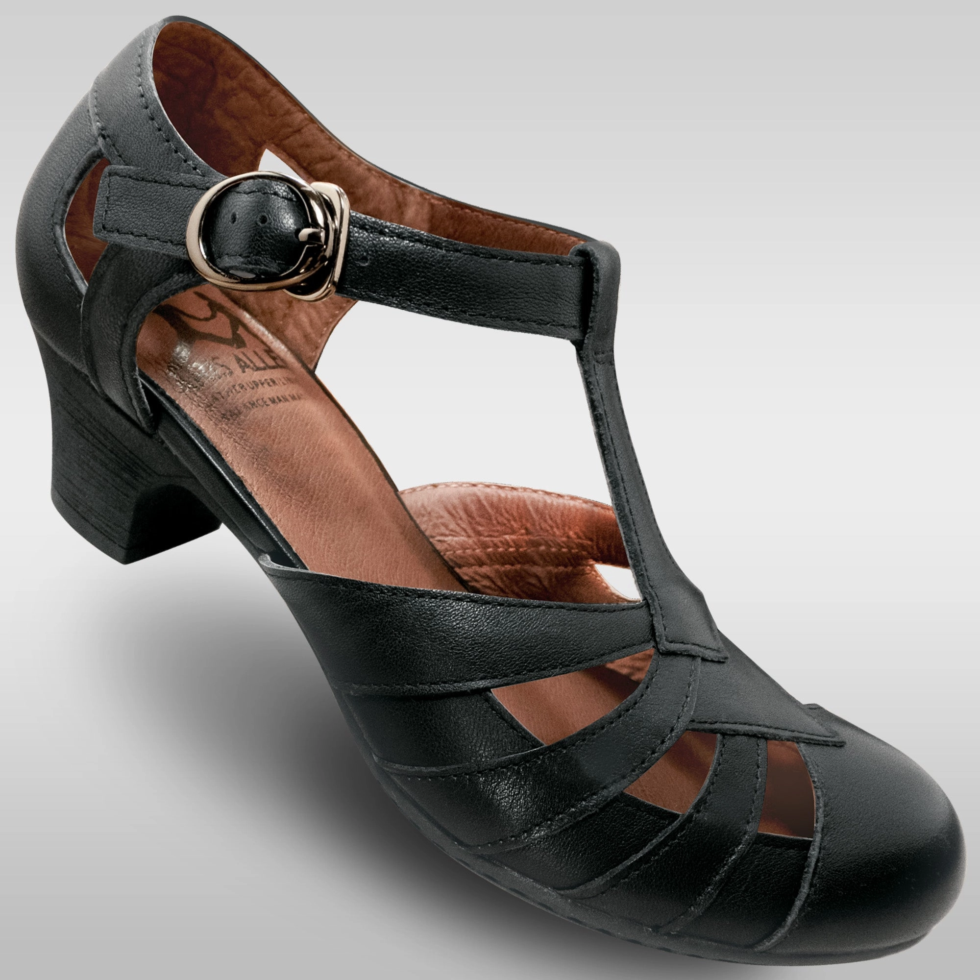 temperature regulation mass - produced Aris Allen Black T-Strap Dance Shoes