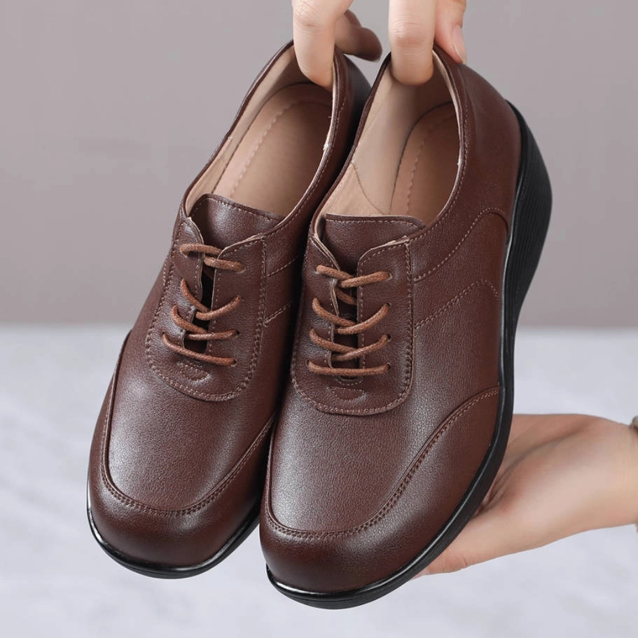 Quick piece Autumn Leather Thick Sole Platform Lace-Up Shoes