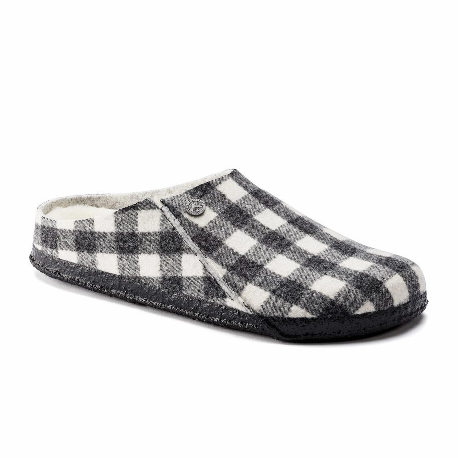 Birkenstock Zermatt Narrow Slipper (Women) - White Plaid Wool/Natural Shearling Crisp Silhouette Breeze Grace