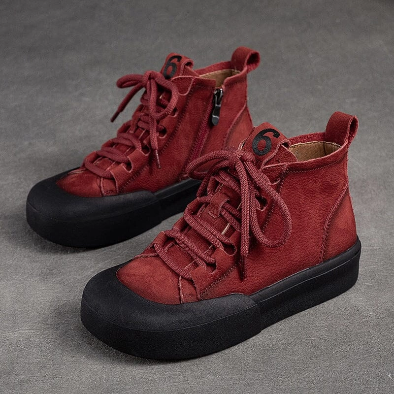 metal Non Slip Sole Autumn Retro Casual Leather Flat Ankle Boots