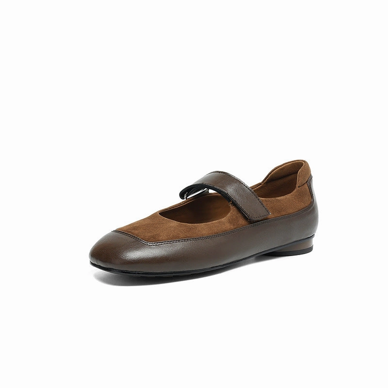 Autumn Retro Color Block Flats Patchwork Shallow Slip-On Shoes waterproof - breathable membrane Noise Reducing Sole