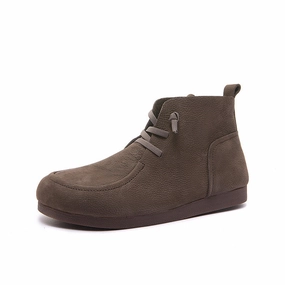 Autumn Retro Leather Soft Flat Sole Lace-Up Ankle Boots whole - size