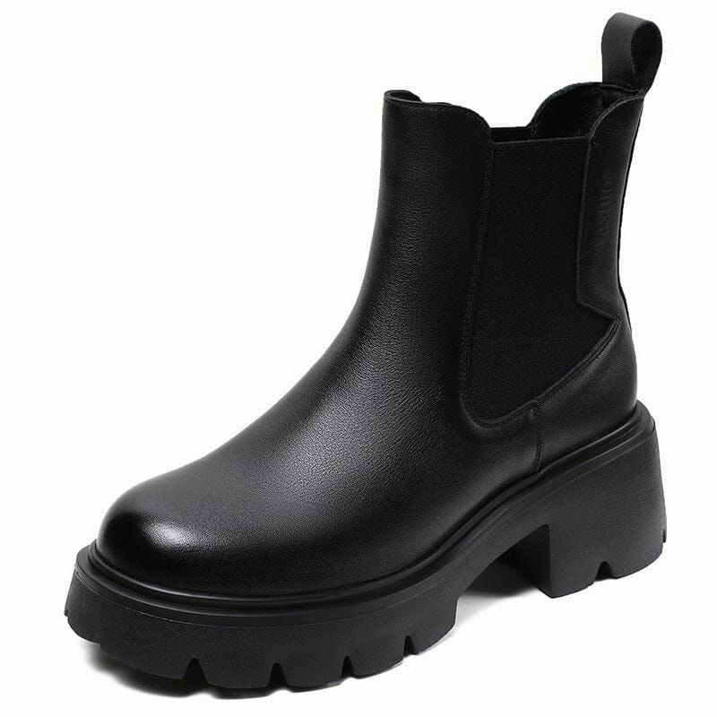 Autumn Retro Minimalist Leather Chunky Platform Boots precise Shock Absorption Layer