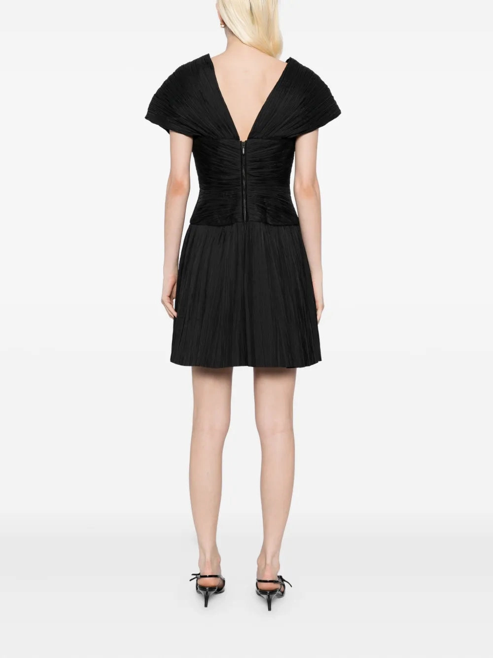 Avarie Plisse Mini Dress in Black AntiPilling Surface Peace Glow