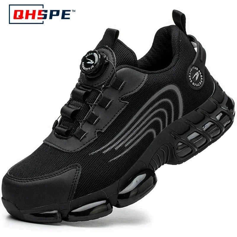 Rotating Button New Safety Shoes Men Anti-smash Anti-puncture Work Shoes Fashion Men Sport Shoes Security Protective Boots Men Fresh Look
