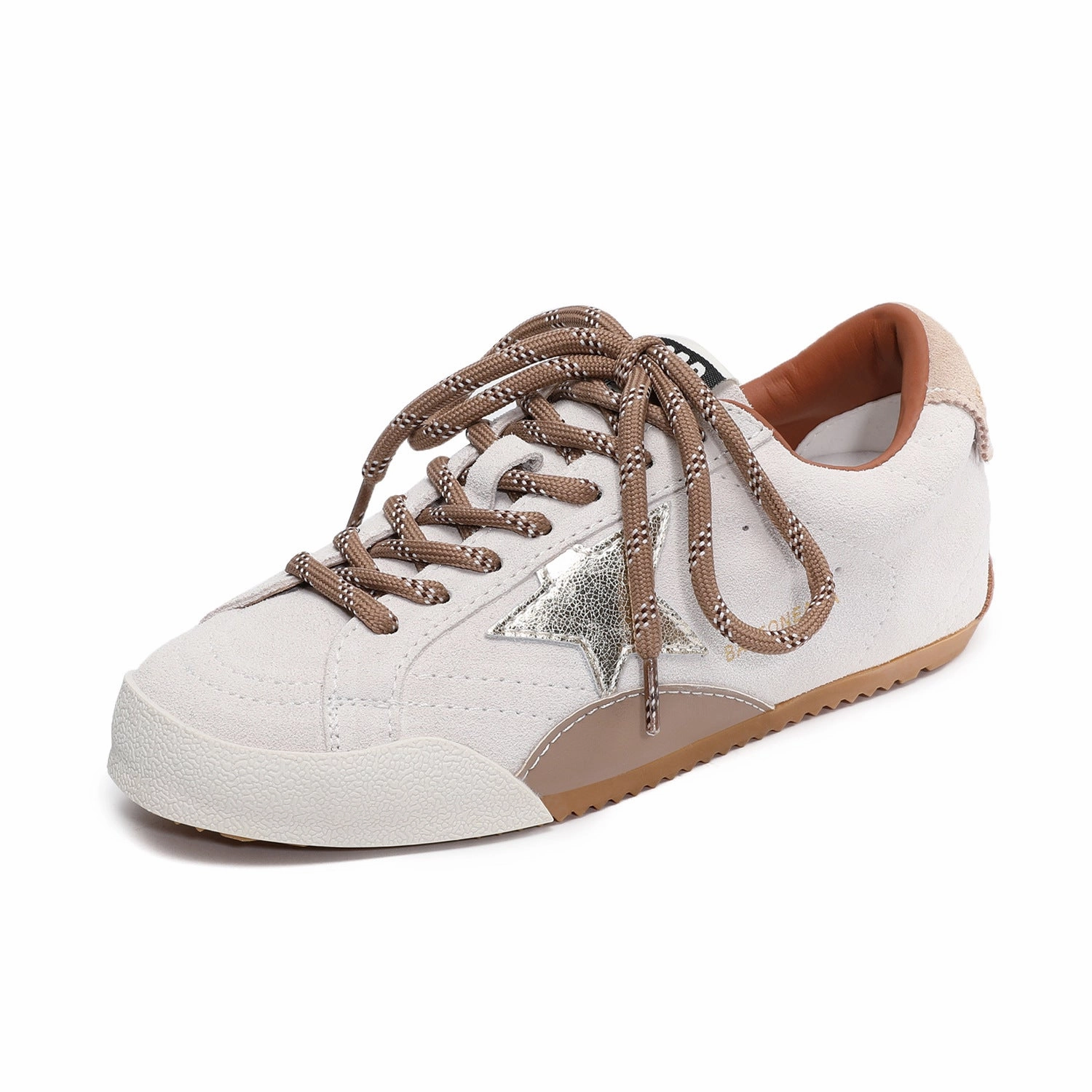 Wide Base Support Babakud Casual Leather Star Patchwork Soft Sole Sports Sneakers