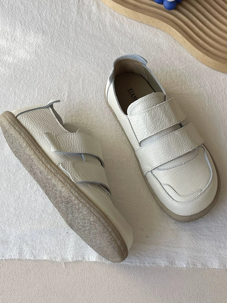 Smart Fit Hydrophobic coating Babakud Retro Casual Top Leather Soft Flat Sole Round Toe Shoes