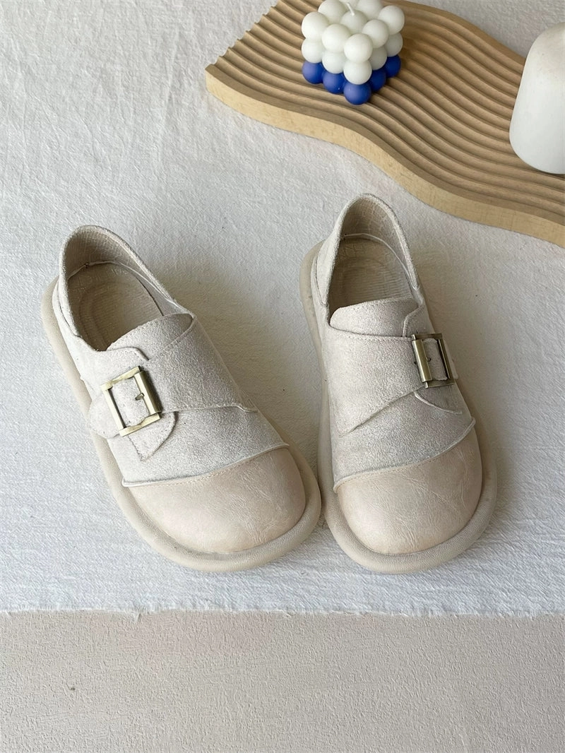 Babakud Retro Leather Casual Soft Flat Sole Loafers Shoes Moisture Wicking Textile Odor Neutralizing Fibers