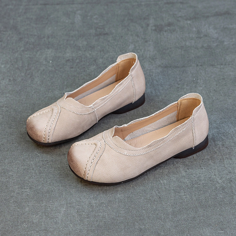 Babakud Retro Leather Everyday Soft Flat Sole Slip On Shoes Adaptive Flex Grooves Zero Drop Platform