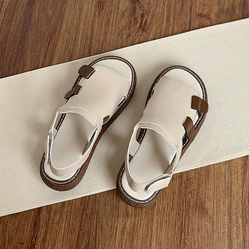 Babakud Retro Summer Thick Sole Open Toe Hallow Sandals Seamless Upper Design Dynamic Lacing Mechanism