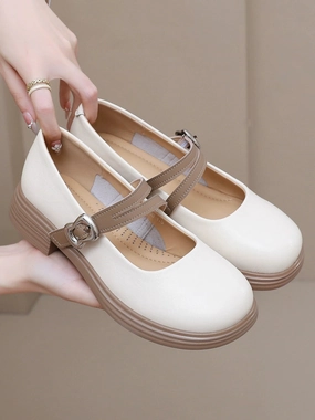 Multi Density Layering Babakud Sheepskin Leather Plus Size Shallow Single-Strap Sandals