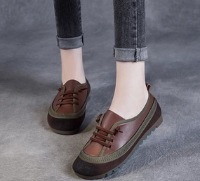 Babakud Women Autumn Genuine Leather Handmade Slip- Ons Shoes toe - box volleyball players