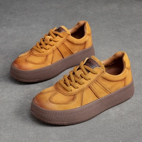 Glam stability All-day breathability Babakud Women Casual Leather Platform Lace-Up Sneakers