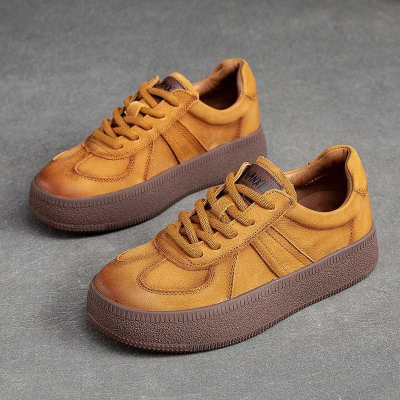 All-Day Durability Soft Chic Babakud Women Casual Leather Platform Lace-Up Sneakers