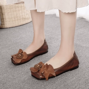 Babakud Women Classic Leather Pattern Slip- On Shoes Present