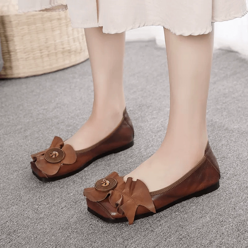 customization - level Tensile Reinforcement Babakud Women Classic Leather Pattern Slip- On Shoes